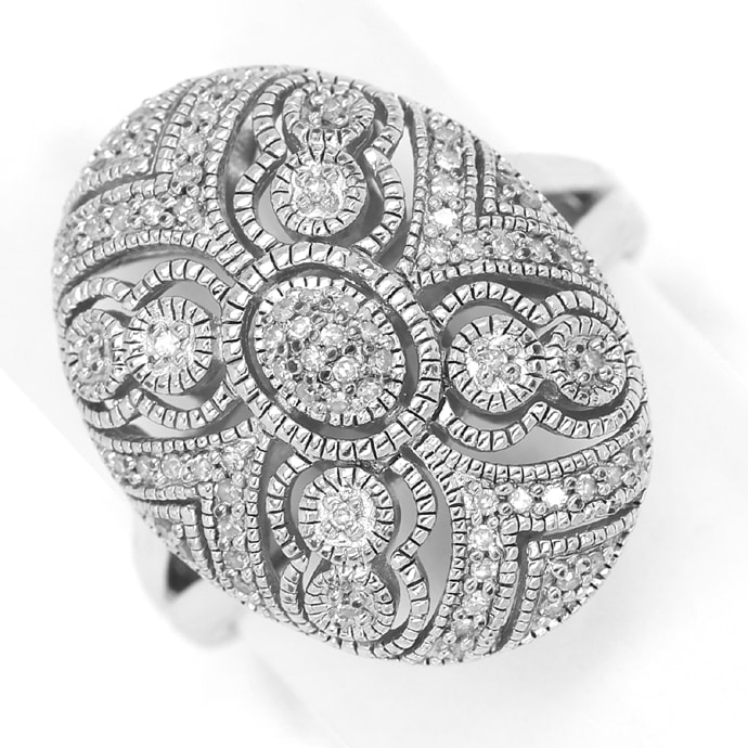 Foto 2 - Schmuckset Ring und Collier 140 Diamanten-Perlen Silber, Q0710