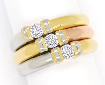 Foto 1 - Trilogie Ring mit 3 Diamanten Gelbgold-Rotgold-Weißgold, S1667