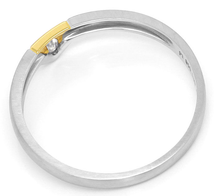 Foto 3 - Toller Platin Gelbgold-Ring mit 0,05 ct Diamant Navette, S9069
