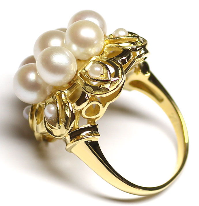 Foto 3 - Traumhafter Gelbgold-Ring mit Akoya Zuchtperlen, in 18K, S9252