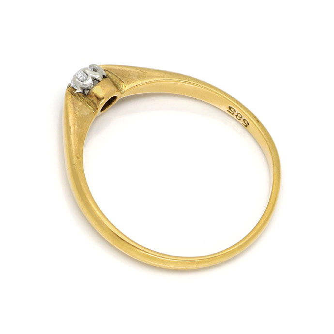 Foto 3 - Zeitloser antiker Diamantsolitär Ring in Rotgold-Platin, S9777